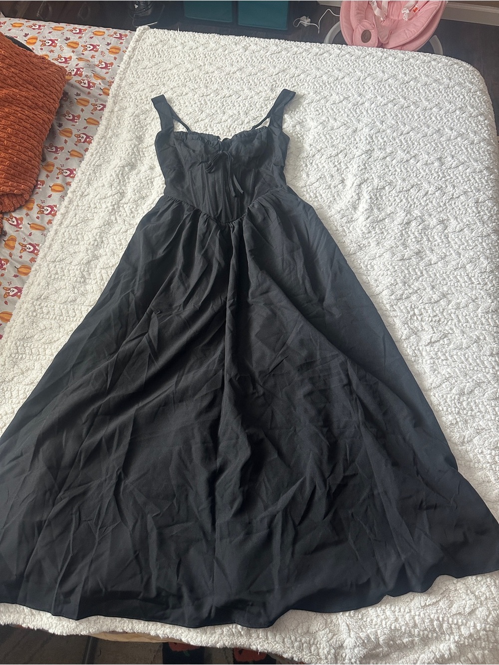 Black Sleeveless A-Line Midi Dress - Classic Women's Dress